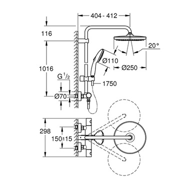Grohe Tempesta System 250 Termosztátos zuhanyrendszer Grohe Tempesta System 250 Termosztátos zuhanyrendszer
