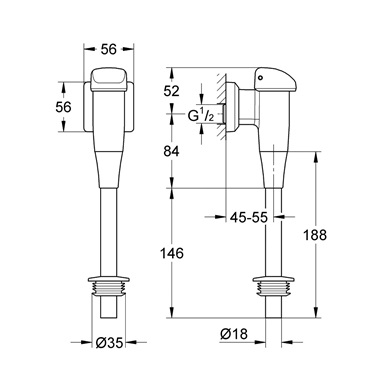 Grohe vizelde öblítőszelep, 1/2" króm