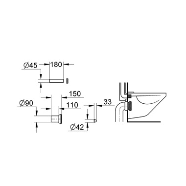 Grohe WC öblítő- és lefolyócső készlet
