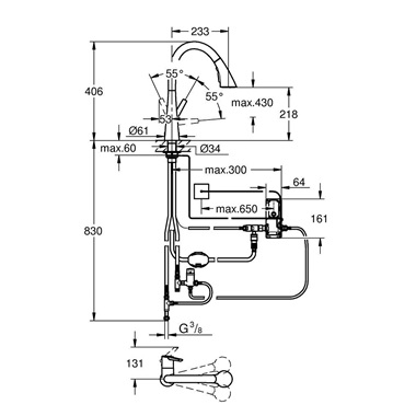 Grohe Zedra Touch elektromos mosogatócsaptelep matt Supersteel
