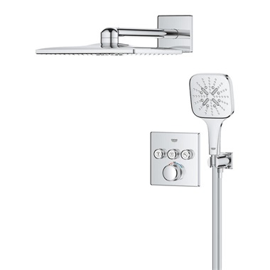 Grohe Grohtherm SmartControl Cube rejtett zuhanyrendszer, Rainshower SmartActive 310 Cube fejzuhannyal, 3 funkciós 