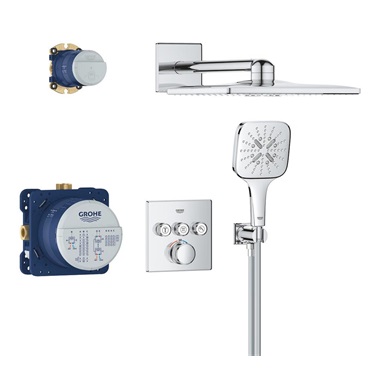 Grohe Grohtherm SmartControl Cube rejtett zuhanyrendszer, Rainshower SmartActive 310 Cube fejzuhannyal, 3 funkciós 