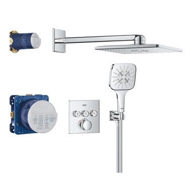 Grohe Grohtherm SmartControl Cube rejtett zuhanyrendszer, Rainshower SmartActive 310 Cube fejzuhannyal, 3 funkciós 
