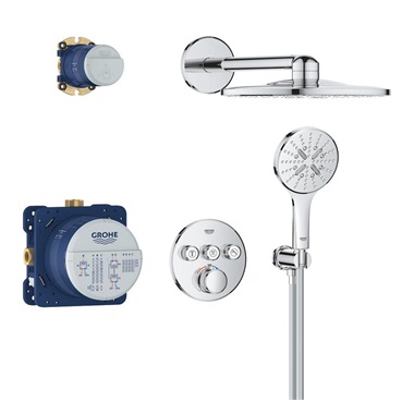 Grohe Grohtherm SmartControl rejtett zuhanyrendszer 3 funkciós, RainShower SmartActive 310 fejzuhannyal, króm
