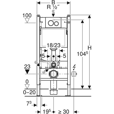 Geberit Duofix Basic fali wc szerelőelem Delta 20 működtetőlappal