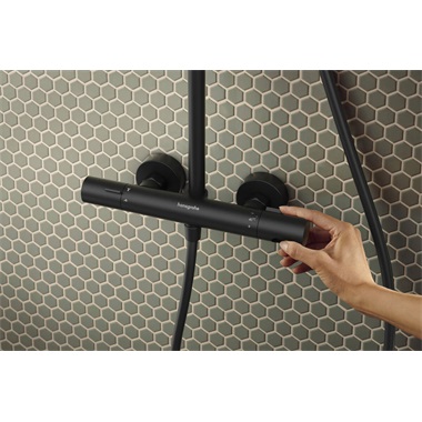Hansgrohe Activera S showerpipe 240, 1jet, Ecosmart, Ecostat Fine Varia, matt fekete