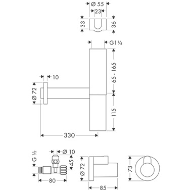 Hansgrohe Axor Flowstar szifon készlet króm