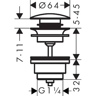 Hansgrohe Axor lefolyó push-open, DN 32 króm