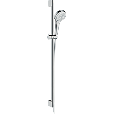 Hansgrohe Croma Select S zuhanyszett Multi 90 cm-es zuhanyrúddal, EcoSmart, króm, fehér