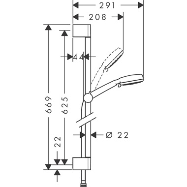 Hansgrohe Crometta 100 multi zuhanyszett zuhanyrúddal, 65 cm