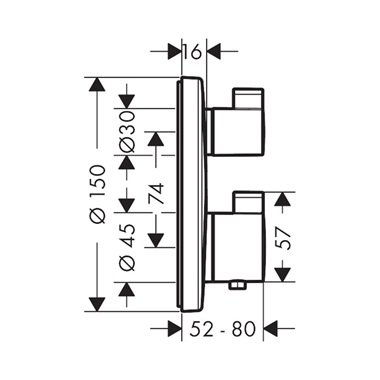 Hansgrohe Ecostat s falsík alatti termosztátos csaptelep 2 fogyasztóhoz Hansgrohe Ecostat s falsík alatti termosztátos csaptelep 2 fogyasztóhoz