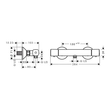 Hansgrohe Ecostat Universal termosztátos zuhanycsaptelep Hansgrohe Ecostat Universal termosztátos zuhanycsaptelep