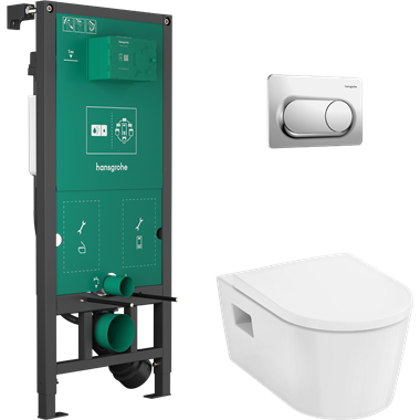 Hansgrohe EluPura Original S WC-szett falsík alatti öblítőrendszerrel, iFrame Original S öblítőlappal, WC ülőkével