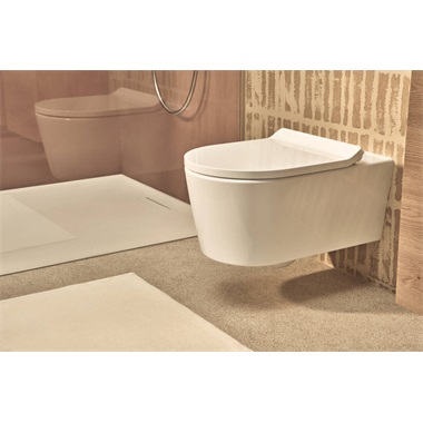 Hansgrohe EluPura S fali WC szett 540 perem nélküli Aquahelix Fush WC ülőkével, Soft Close 