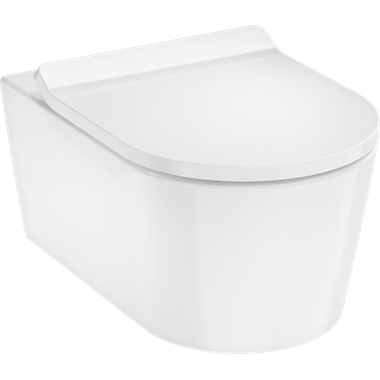 Hansgrohe EluPura S fali WC szett 540 perem nélküli Aquahelix Fush WC ülőkével, Soft Close 