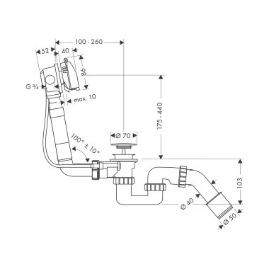 Hansgrohe Exafill kádtöltő le-és túlfolyó szett, króm DN20