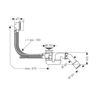 Hansgrohe flexaplus S le-és túlfolyó garnitúra