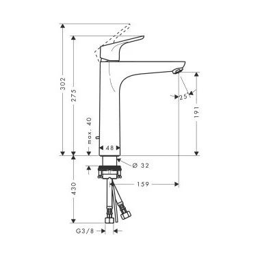 Hansgrohe Focus 190  mosdócsaptelep húzórudas lefolyógarnitúrával króm