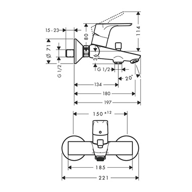 Hansgrohe Focus kádtöltőcsaptelep króm Hansgrohe Focus kádtöltőcsaptelep króm