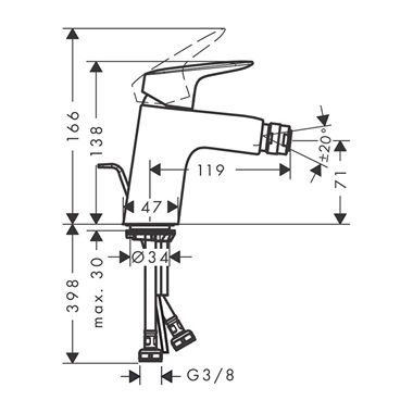 Hansgrohe Logis bidé csaptelep 70 króm Hansgrohe Logis bidé csaptelep 70 króm