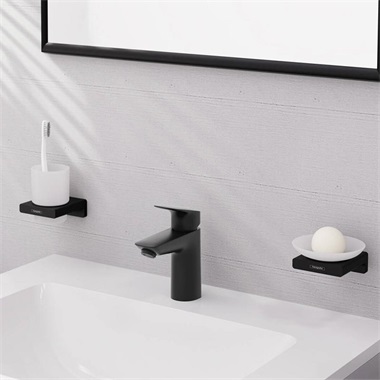 Hansgrohe Logis 100, Push-Open lefolyógarnitúrával, egykaros mosdócsaptelep , matt fekete Hansgrohe Logis 100, Push-Open lefolyógarnitúrával, egykaros mosdócsaptelep , matt fekete
