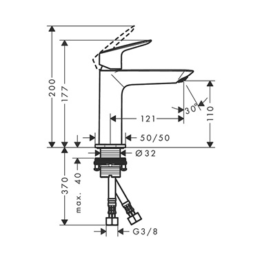 Hansgrohe Logis 110 Fine, Push-Open lefolyógarnitúrával, egykaros mosdócsaptelep, króm