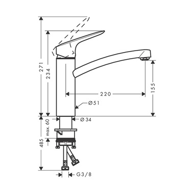 Hansgrohe Logis mosogató csaptelep 160 króm Hansgrohe Logis mosogató csaptelep 160 króm
