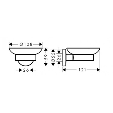 Hansgrohe Logis Universalis fali szappantartó matt üveg, króm