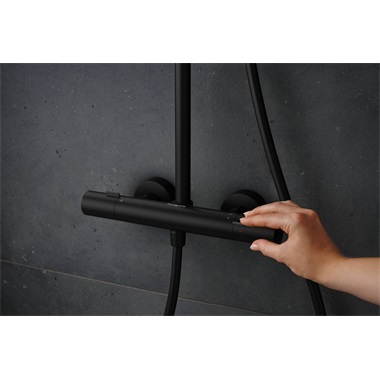 Hansgrohe Pulsify S Puro  zuhanyszett showerpipe 260, 1jet, EcoSmart, Ecostat Fine termosztáttal, matt fekete