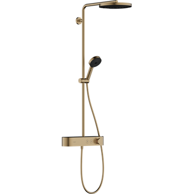 Hansgrohe Pulsify S zuhanyszett Showerpipe 260, 1 jet EcoSmart, Showertablet Select 400, szálcsiszolt bronz