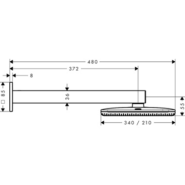 Hansgrohe Raindance Alive Q fejzuhany 210/340, 2 jet, Ecosmart, zuhanykarral, króm