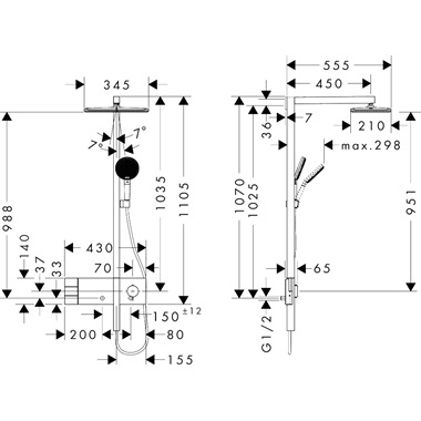 Hansgrohe Raindance Alive Q showerpipe 210/340, 2jet, showerselect comfort króm