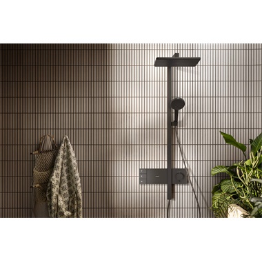 Hansgrohe Raindance Alive Q showerpipe 210/340, 2 jet, showerselect comfort szálcsiszolt fekete króm