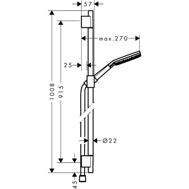 Hansgrohe Raindance Alive Select S zuhanyszett 125 mm, Unica S Puro 90 cm zuhanyrúddal 