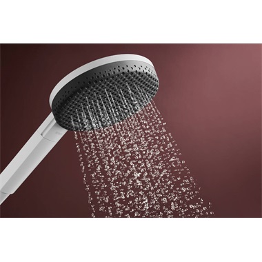 Hansgrohe Raindance Alive Select S zuhanyszett 12,5 cm, 3 jet, Ecosmart, Unica S Puro 90 cm-es zuhanyrúddal, matt fehér