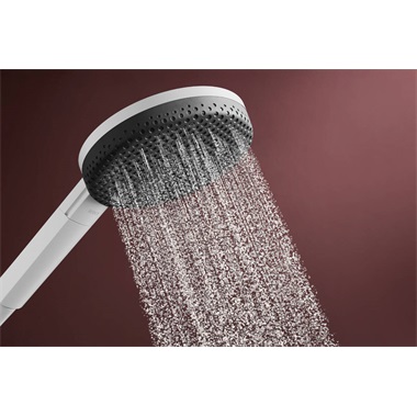 Hansgrohe Raindance Alive Select S zuhanyszett 12,5 cm, Designfelex zuhytölővel 160 cm, 3 jet, Ecosmart, matt fehér