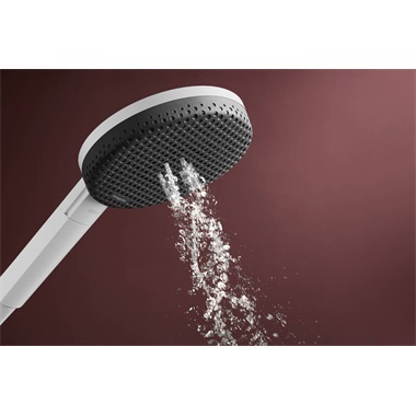 Hansgrohe Raindance Alive Select S zuhanyszett 12,5 cm, Designfelex zuhytölővel 160 cm, 3 jet, Ecosmart, matt fehér