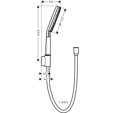 Hansgrohe Raindance Alive Select S zuhanyszett 12,5 cm, Designfelex zuhytölővel 160 cm, 3 jet, Ecosmart, matt fehér