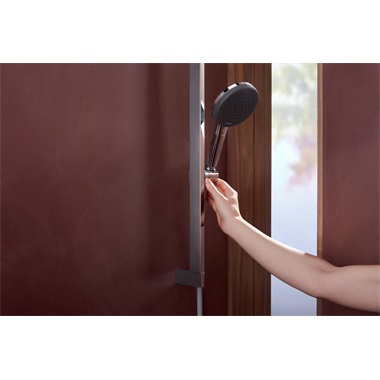 Hansgrohe Raindance Alive Select S zuhanyszett 12,5 cm, 3jet, Ecosmart, Unica E Puro 65 zuhanyrúddal zuhanytartóval,króm