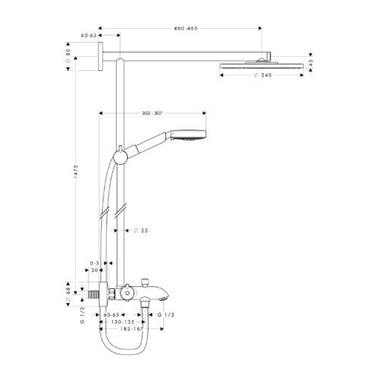 Hansgrohe Raindence S240 zuhanyrendszer kádcsapteleppel Hansgrohe Raindence S240 zuhanyrendszer kádcsapteleppel