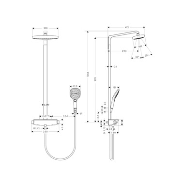 Hansgrohe Raindance Select E 300 Showerpipe zuhanyrendszer 2 jet, króm