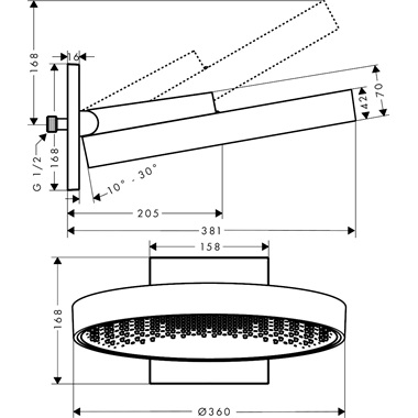Hansgrohe Rainfinity 360 fejzuhany fali cstlakozóval 1 jet,  polírozott arany