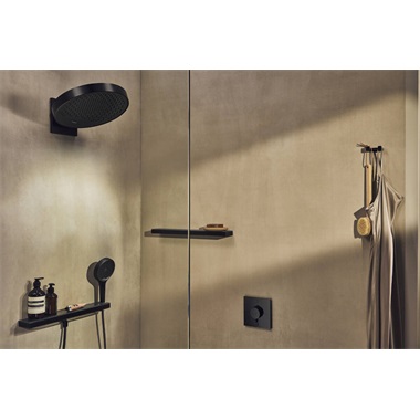 Hansgrohe Rainfinity  Porter 500 fali csatlakozó zuhanytartóval, bal oldali kivitelben, polccal, matt fekete