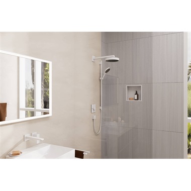 Hansgrohe Rainfinity zuhanyszett 130, 3jet Ecosmart, S Puro 90 cm-es zuhanyrúddal, 160 cm-es zuhanytömlővel, matt fehér