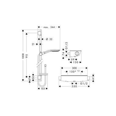 Hansgrohe Raindance termosztátos csaptelep zuhanyrúddal 