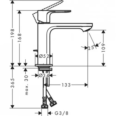 Hansgrohe Rebris E Hidegindítású egykaros mosdócsaptelep 110, automata lefolyógarnitúrával, matt fekete