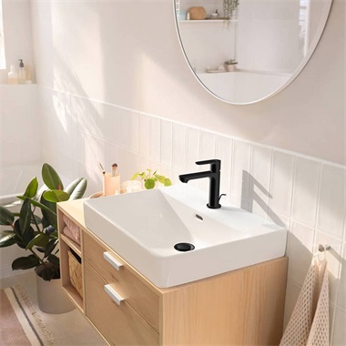 Hansgrohe Rebris S 110 egykaros mosdócsaptelep automata lefolyógarnitúrával, matt fekete