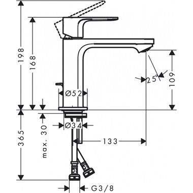 Hansgrohe Rebris S 110 egykaros mosdócsaptelep automata lefolyógarnitúrával, matt fekete