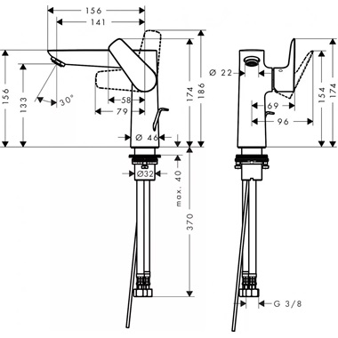 Hansgrohe Talis E 150  mosdócsaptelep automata lefolyógarnitúrával matt fekete