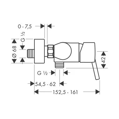 Hansgrohe Talis S falon kívüli zuhanycsaptelep DN 15 króm